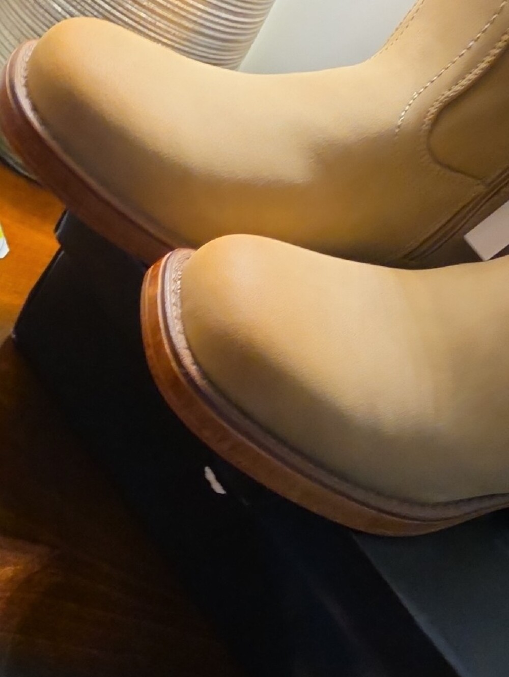 New York & Company Tan Braided-Trim Tall Heeled Boots - Picture 7 of 8